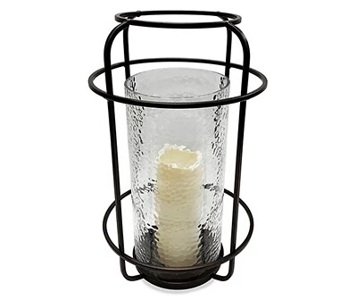16" Wire Metal &amp; Glass Cage Lantern