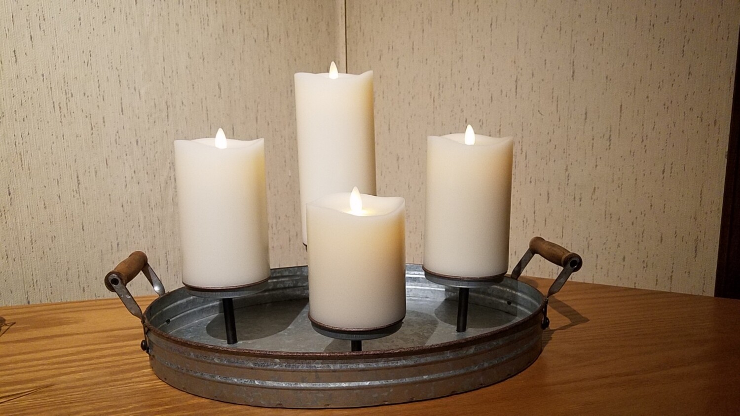 Galvanized 4- Riser Candle Centerpiece