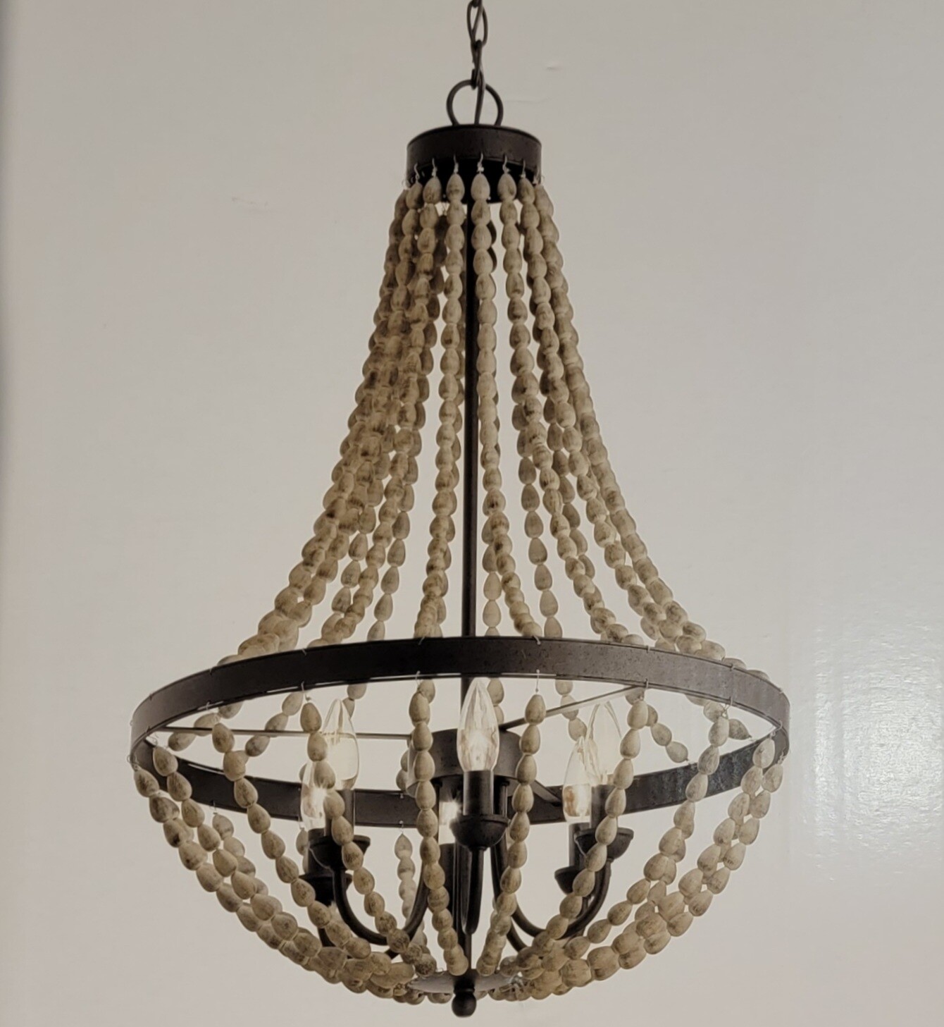 6-Light Anvil Iron Bohemian/Global Beaded Chandelier