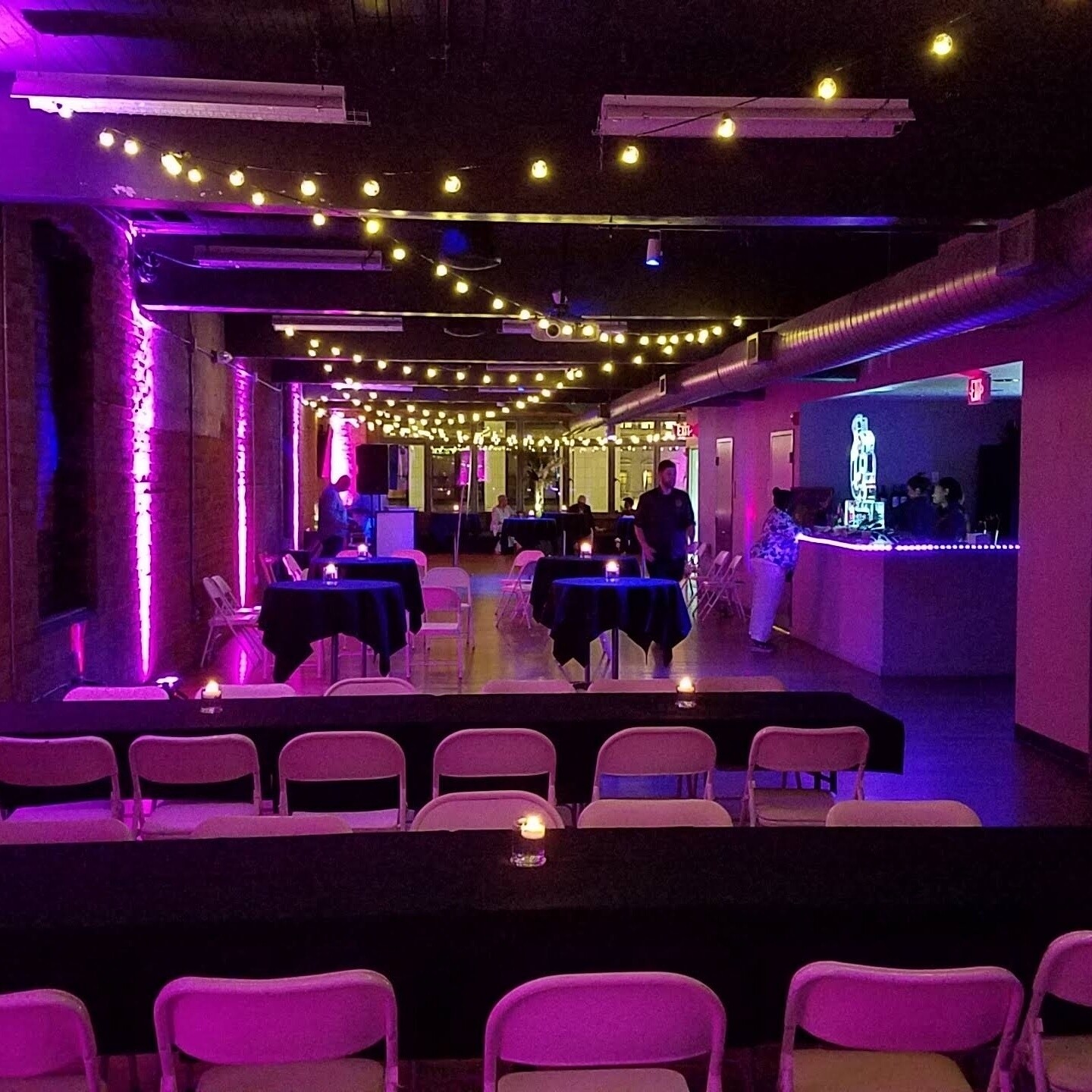 DBC- 40th Birthday: Uplights, Bistro Lights, Table Lights, Lighted Cake Stand