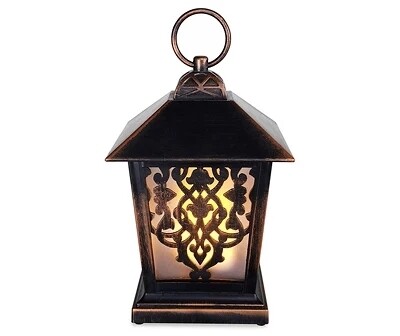 Flicker Flame LED Lantern - Bronze