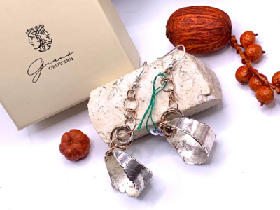 Orecchini “Terre D’argento e di Bronzi” Argento925 e Bronzo pezzo unico fatto a mano