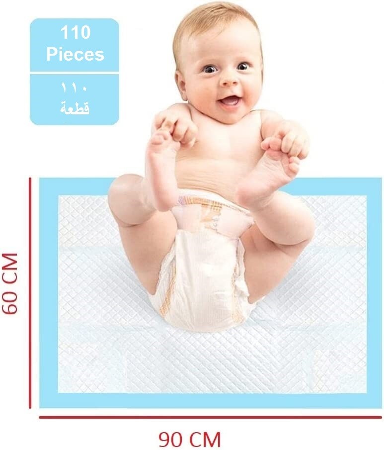 110 Pieces Packed in 11 Pouch Cherry Medical Supply 60 cm x 90 cm Disposable Changing Pads for Baby Soft Ultra Absorbent Waterproof Large Diaper Changing Pad Liners Baby Changing Pad Cover Bed Pads