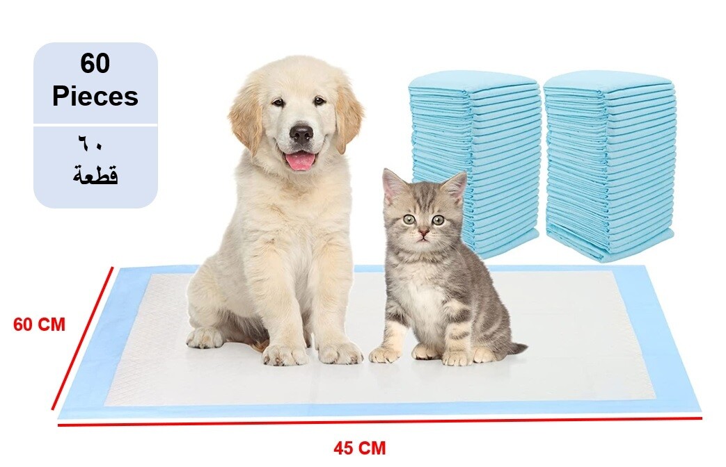 60-Pieces Packed in 2 Pouches Cherry Medical Supply 60 cm x 45 cm S Pet Training Pads &amp; Puppy Pads Super Absorbent Pee Pads for Dogs, Leak-Proof Potty Training Pads for Puppies Cats Rabbits Pet Pad