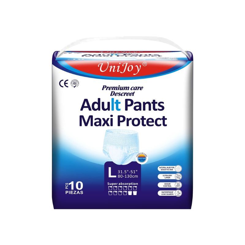 10 Pieces UniJoy Adult Diapers Pull Up/Pant Style Maximum Absorbency, Maximum Overnight Absorbency, Leak Protection, for Men and Women/Unisex, Large – Extra Large (Waist Size 80 cm – 130 cm)
