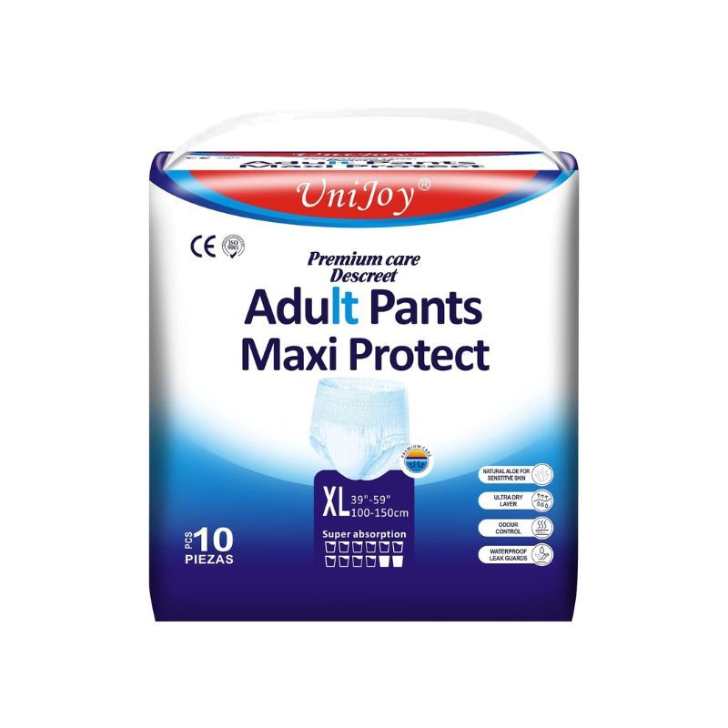 10 Pieces UniJoy Adult Diapers Pull Up/Pant Style Maximum Absorbency, Maximum Overnight Absorbency, Leak Protection, for Men and Women/Unisex, Extra Large – XXL (Waist Size 100 cm – 150 cm)