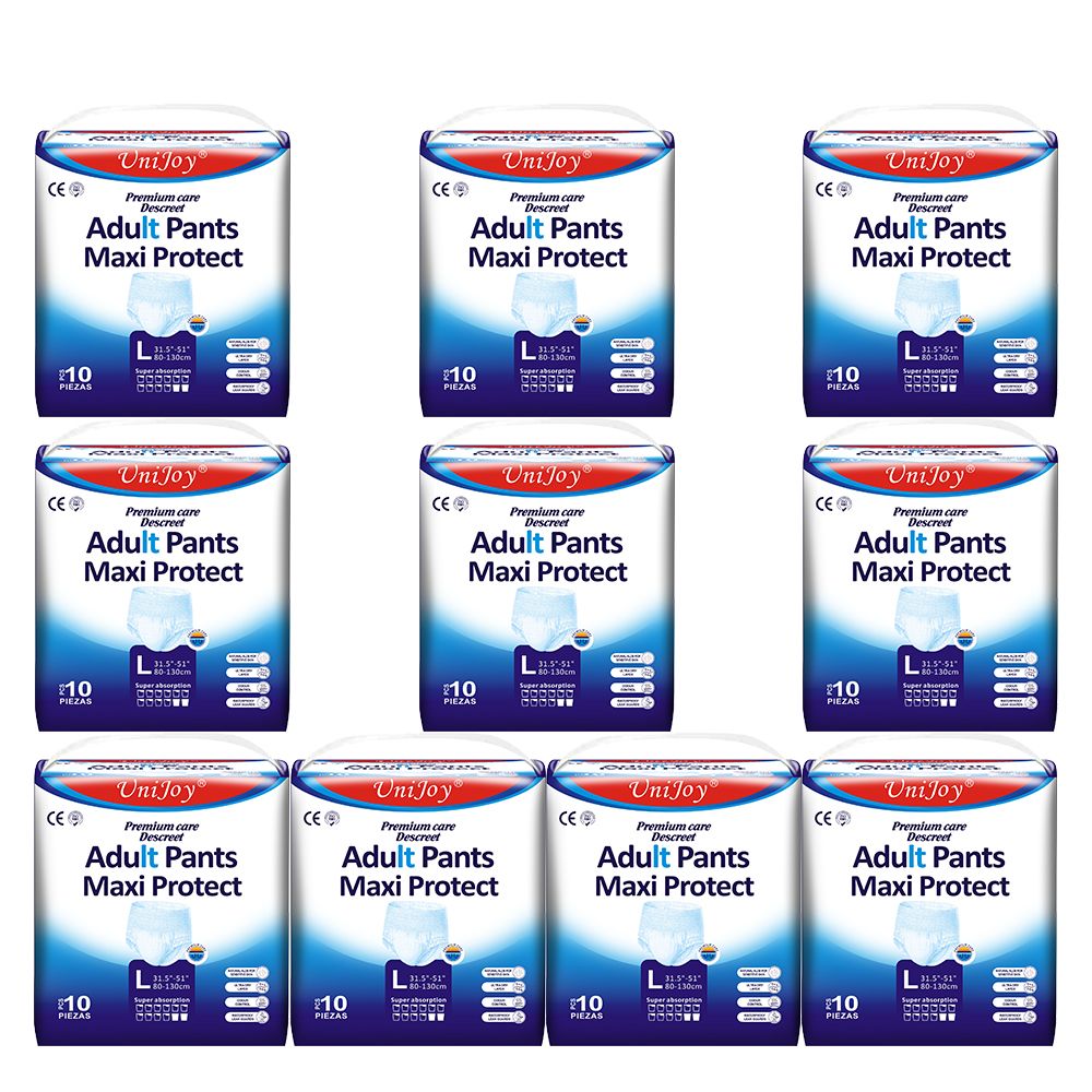 100 Pieces UniJoy Adult Diapers Pull Up/Pant Style Maximum Absorbency, Maximum Overnight Absorbency, Leak Protection, for Men and Women/Unisex, Large – Extra Large (Waist Size 80 cm – 130 cm)