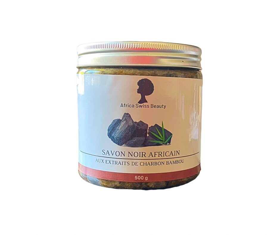 SAVON NOIR AFRICAIN AUX EXTRAITS DE CHARBON DE BAMBOU - 500 g