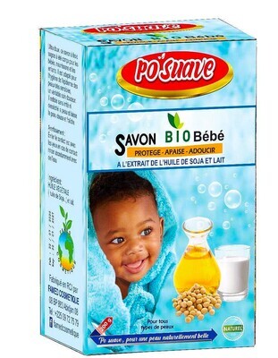 SAVON BIO BÉBÉ À L&#39;EXTRAIT DE L&#39;HUILE ET DE LAIT DE SOJA - PO SUAVE - 200 g