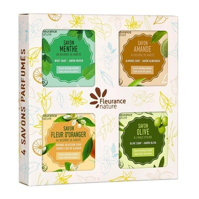 Coffret 4 savons parfumés au karité Bio - Fleurance Nature  - 4 x 100 g