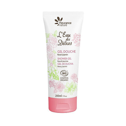 Gel douche parfumé bio - à l&#39;eau des délices rose &amp; jasmin - Fleurance Nature - 200 ml