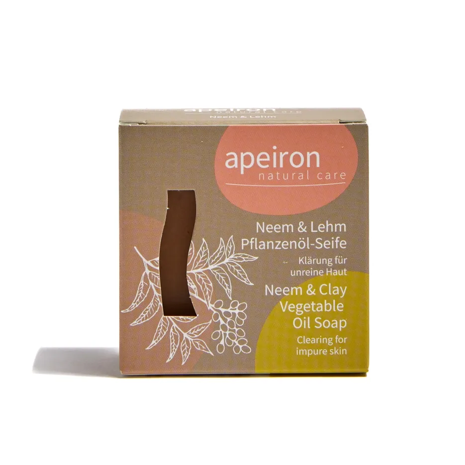Savon à l&#39;huile végétale Neem et Argile- Apeiron - 100 g