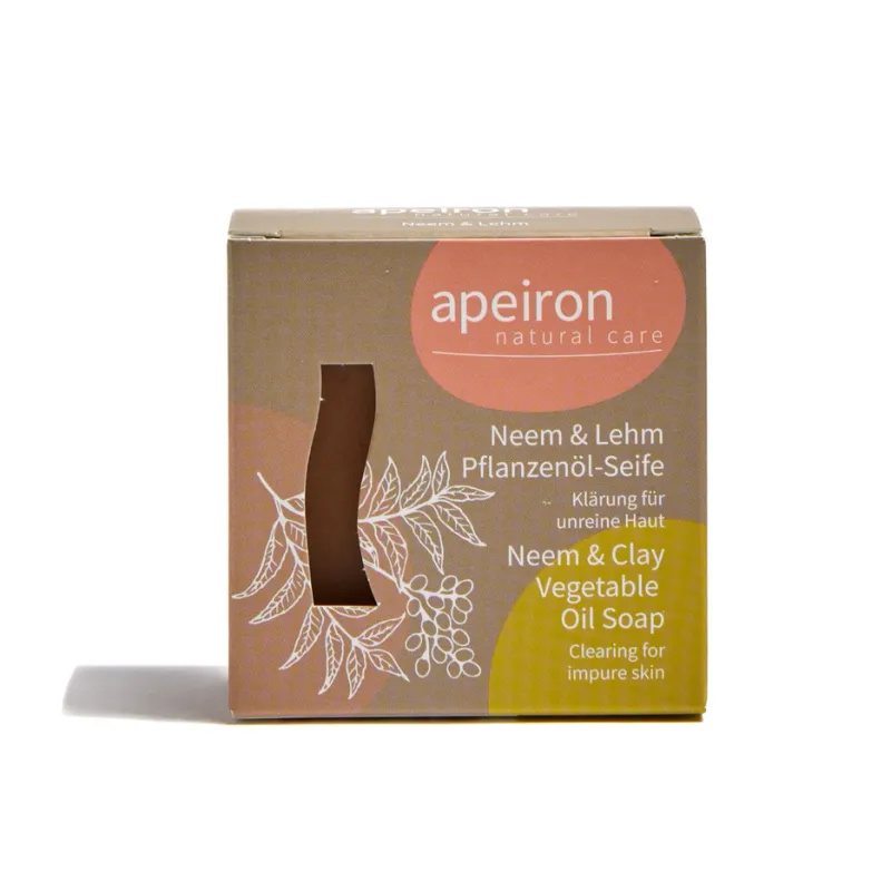 Savon à l&#39;huile végétale Neem et Argile- Apeiron - 100 g
