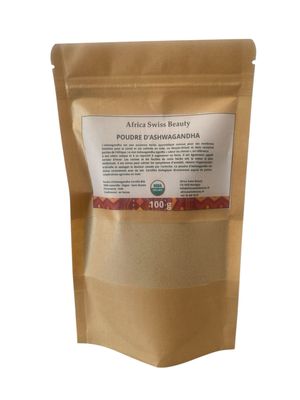 Poudre d'ashwagandha Bio - 100% pure et naturelle - 100 g