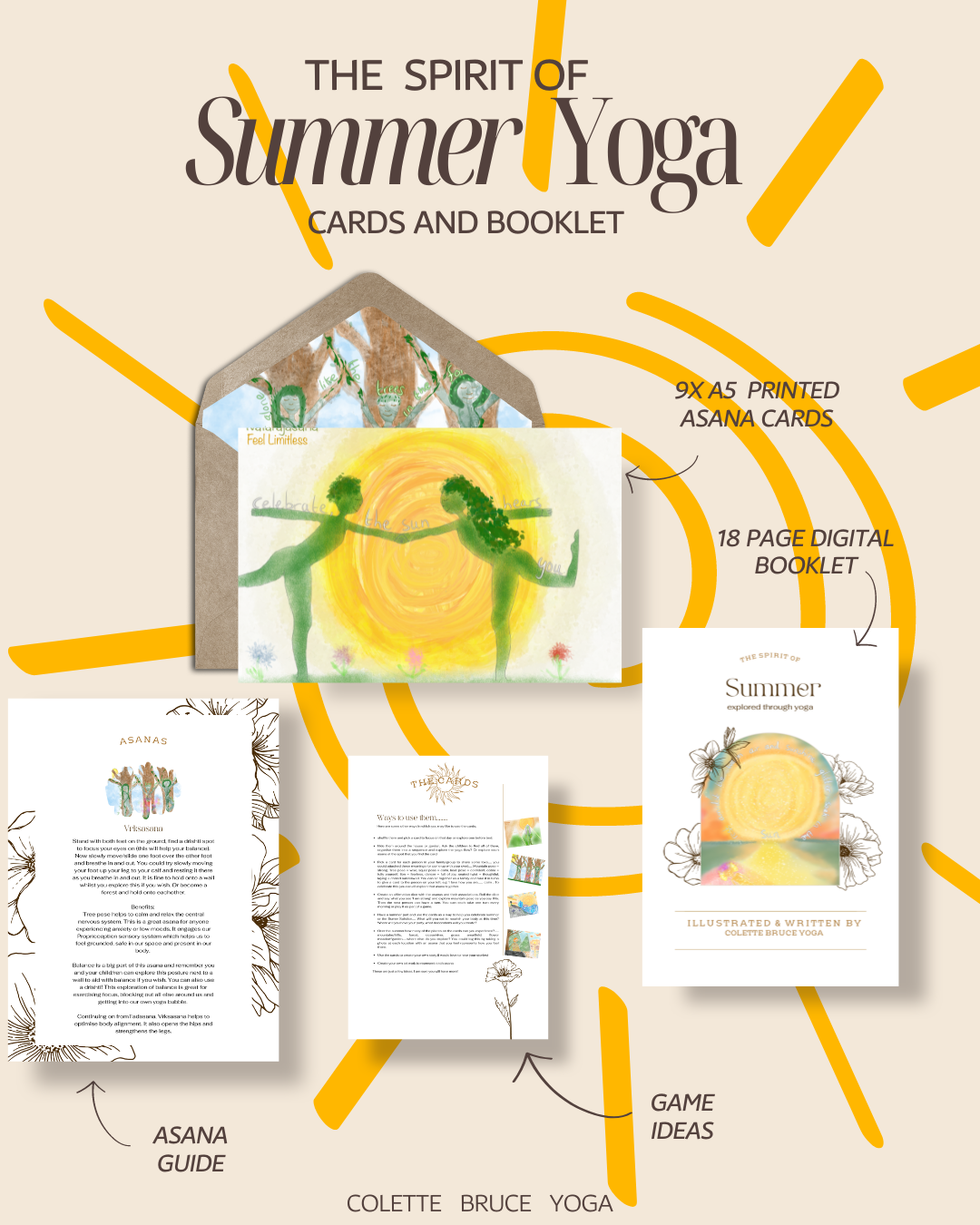Ship to USA  Printed The Spirit of Summer Yoga Cards &amp; Digital Booklet