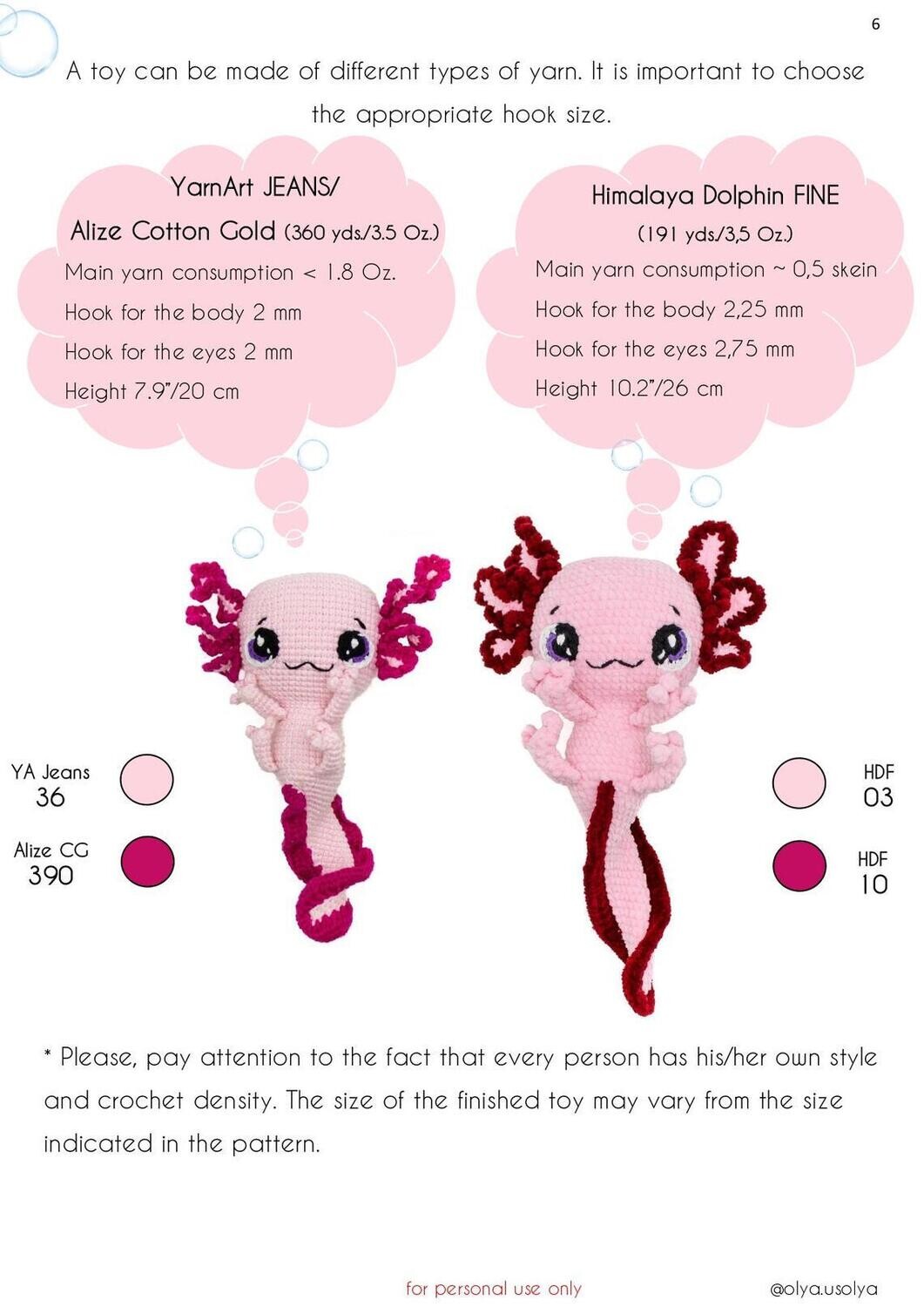 Crochet Pattern | Axolotl Finn | PDF | ENGLISH+GERMAN
