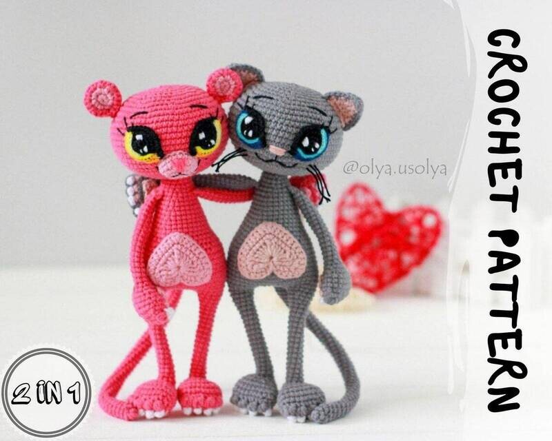Crochet pattern | Pink Panther and Cat Lucienne | PDF | ENGLISH