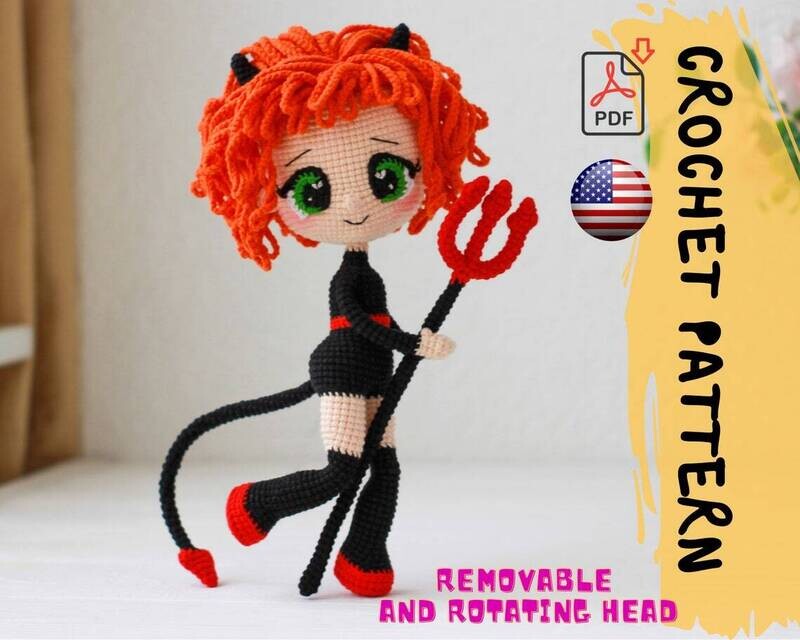 Crochet Pattern | Chibi Doll Little Devil | PDF | ENGLISH