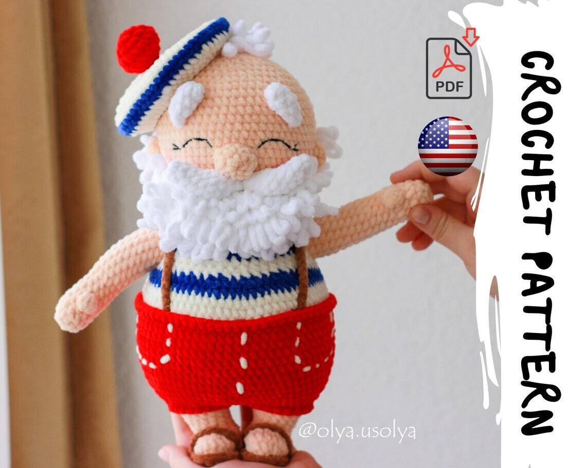 Crochet Pattern | Santa on vacation | Old Sailor | PDF | ENGLISH+GERMAN