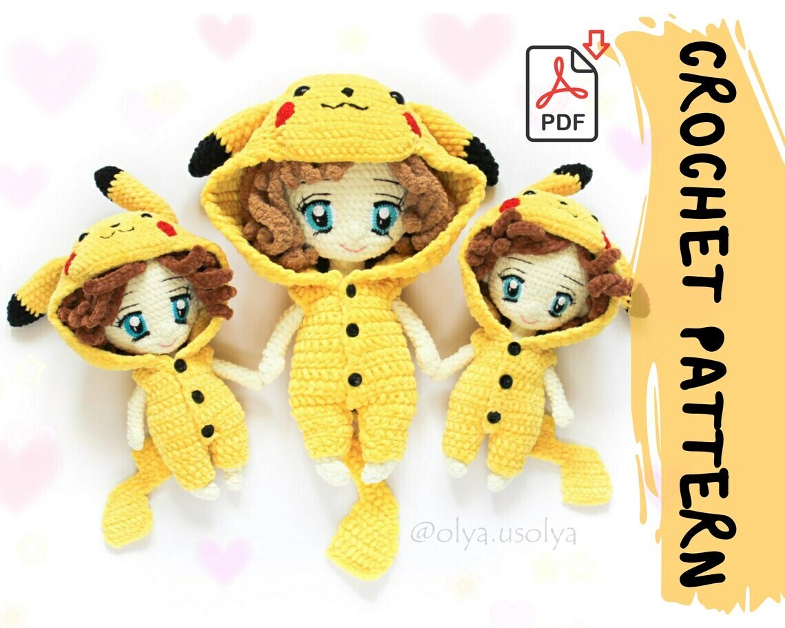 Crochet Pattern | nendoroid Doll Pikachu Kigurumi | PDF | ENGLISH