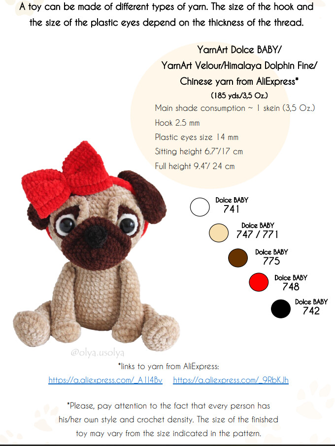 Crochet Pattern | Anabelle the pug | PDF | ENGLISH+GERMAN