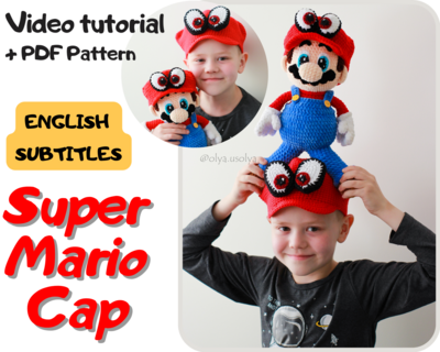FREE Crochet pattern | Cap for kids &quot;Super Mario&quot; | Video tutorial + PDF | ENGLISH SUBTITELES