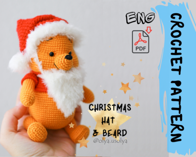 FREE Crochet pattern | Christmas Hat &amp; Beard for Pooh bear | PDF | ENGLISH