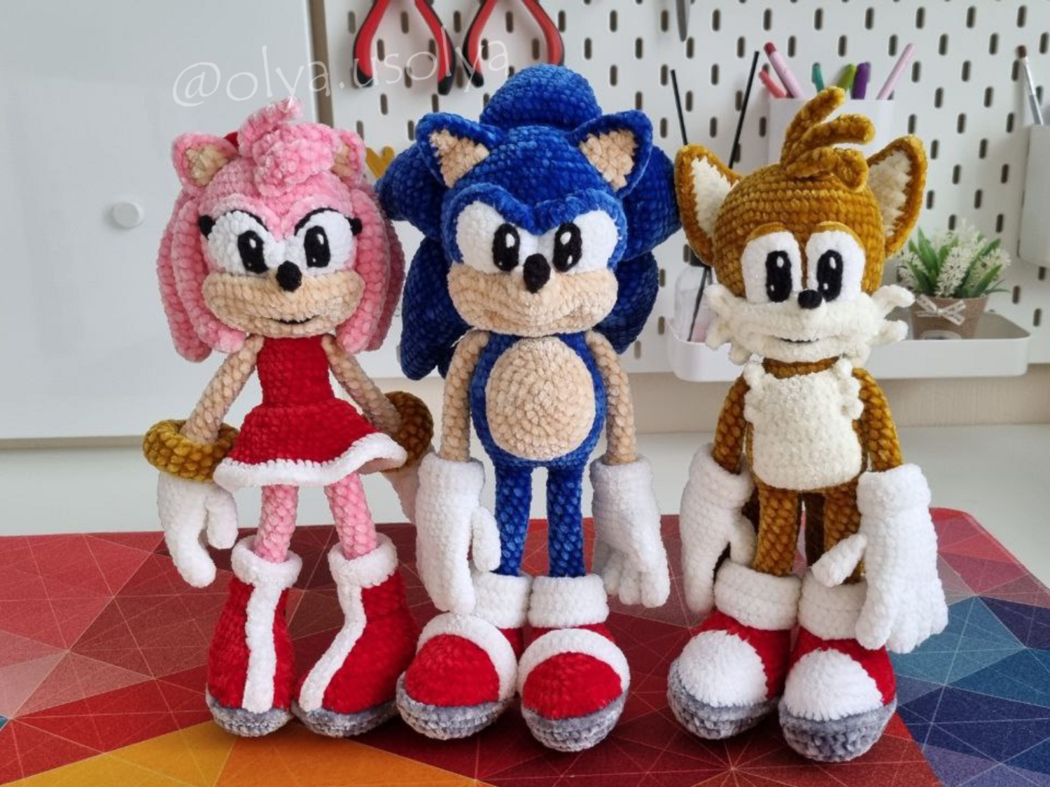 Crochet pattern 3 in 1 | Sonic, Tails, Amy Rose | PDF-ENG