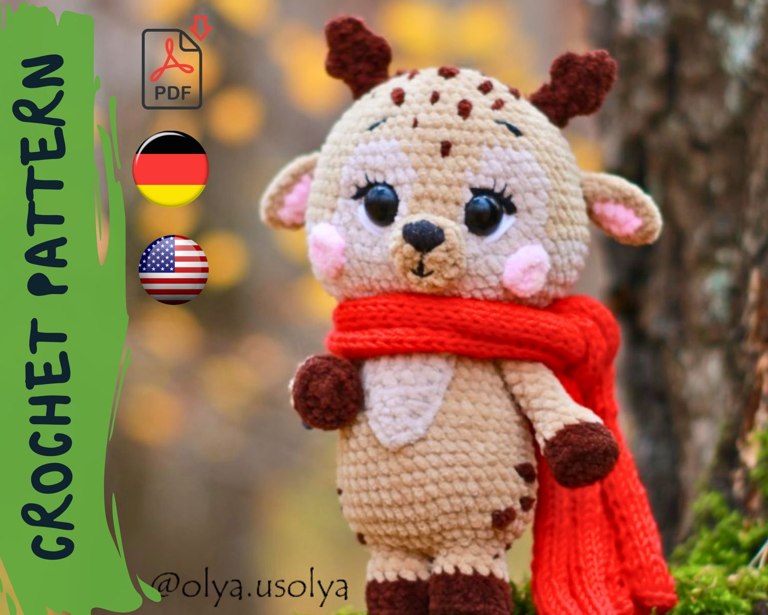 Crochet Pattern | Junior Christmas Reindeer | PDF | ENGLISH+GERMAN Crochet Pattern | Junior Christmas Reindeer | PDF | ENGLISH+GERMAN