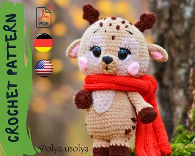 Crochet Pattern | Junior Christmas Reindeer | PDF | ENGLISH+GERMAN