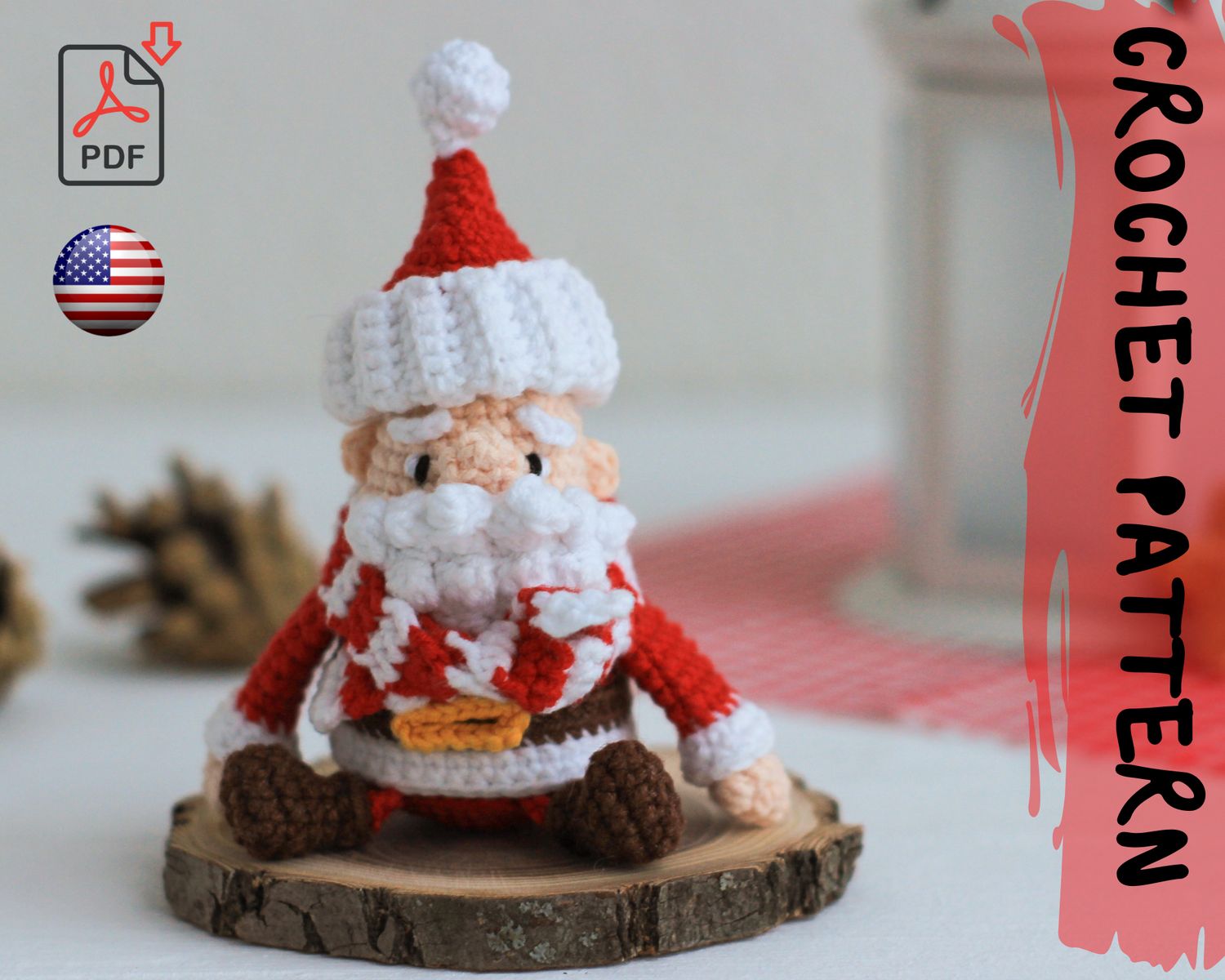 Crochet Pattern | Tiny Santa | PDF | ENGLISH | No-sew, Easy-to-follow, Beginner-friendly. Crochet Pattern | Tiny Santa | PDF | ENGLISH | No-sew, Easy-to-follow, Beginner-friendly.