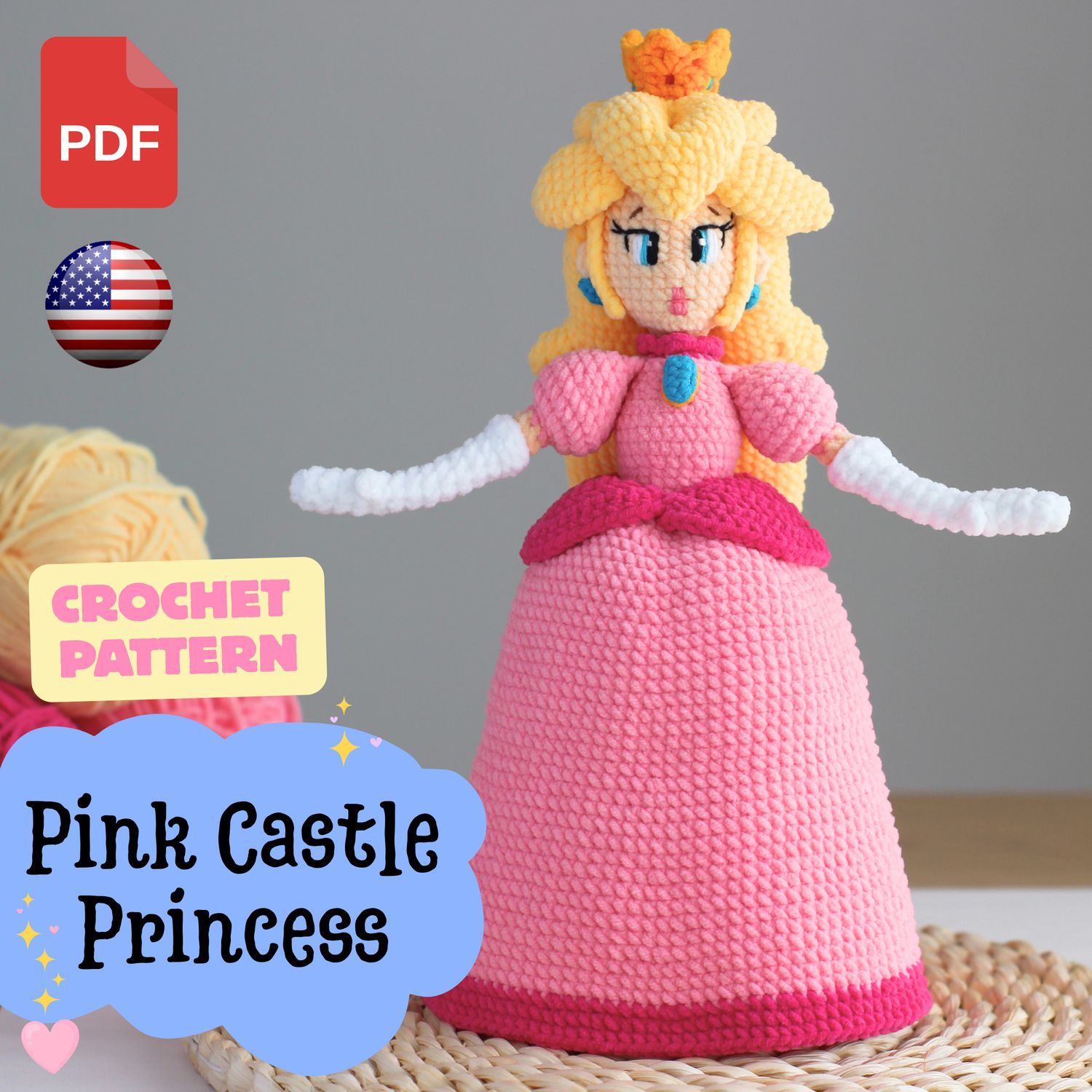Crochet Pattern | Pink Castle Princess | Amigurumi Doll | PDF | ENGLISH |