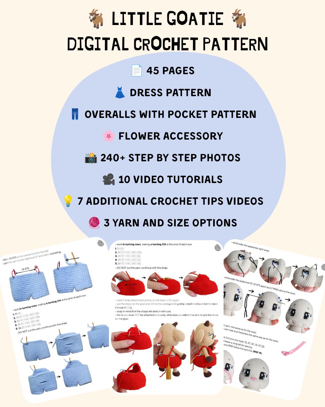 Crochet Pattern | Little Goatie | Goat Amigurumi | PDF | ENGLISH |