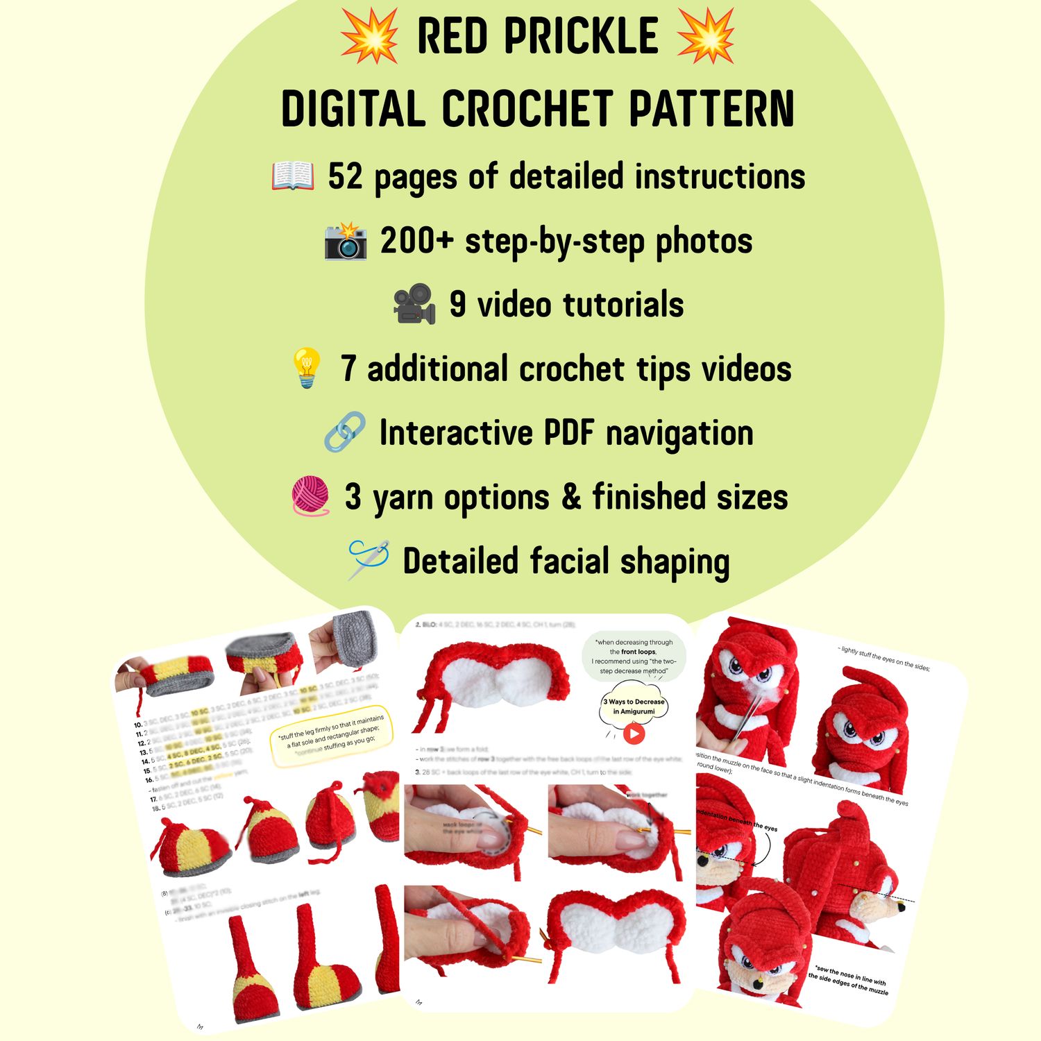 Crochet Pattern | Red Prickle | Spiky Amigurumi | PDF | ENGLISH |