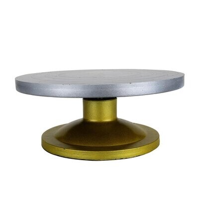 360 Degree Smooth Rotating Stand | Cake Decorating Turntable, Silver and Golden, 12inch (30 Cm)