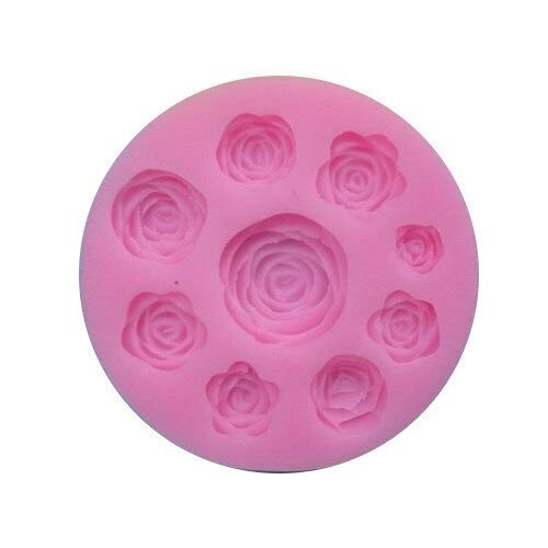 9 Cavity Roses Flower Fondant Mould  |  Marzipan Mold Cake Decorating DIY Tool