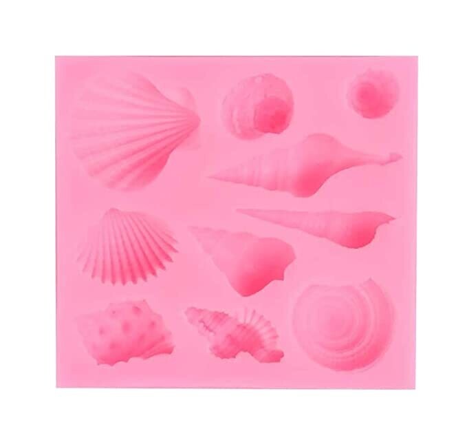 Silicone Mermaid Different Sea Shell Baking Cake Decoration | Jelly Sugar Craft Chocolate Fondant Gumpaste  | Pastry Clay Pcs 8.1 X 7.5 X 1.3 cm