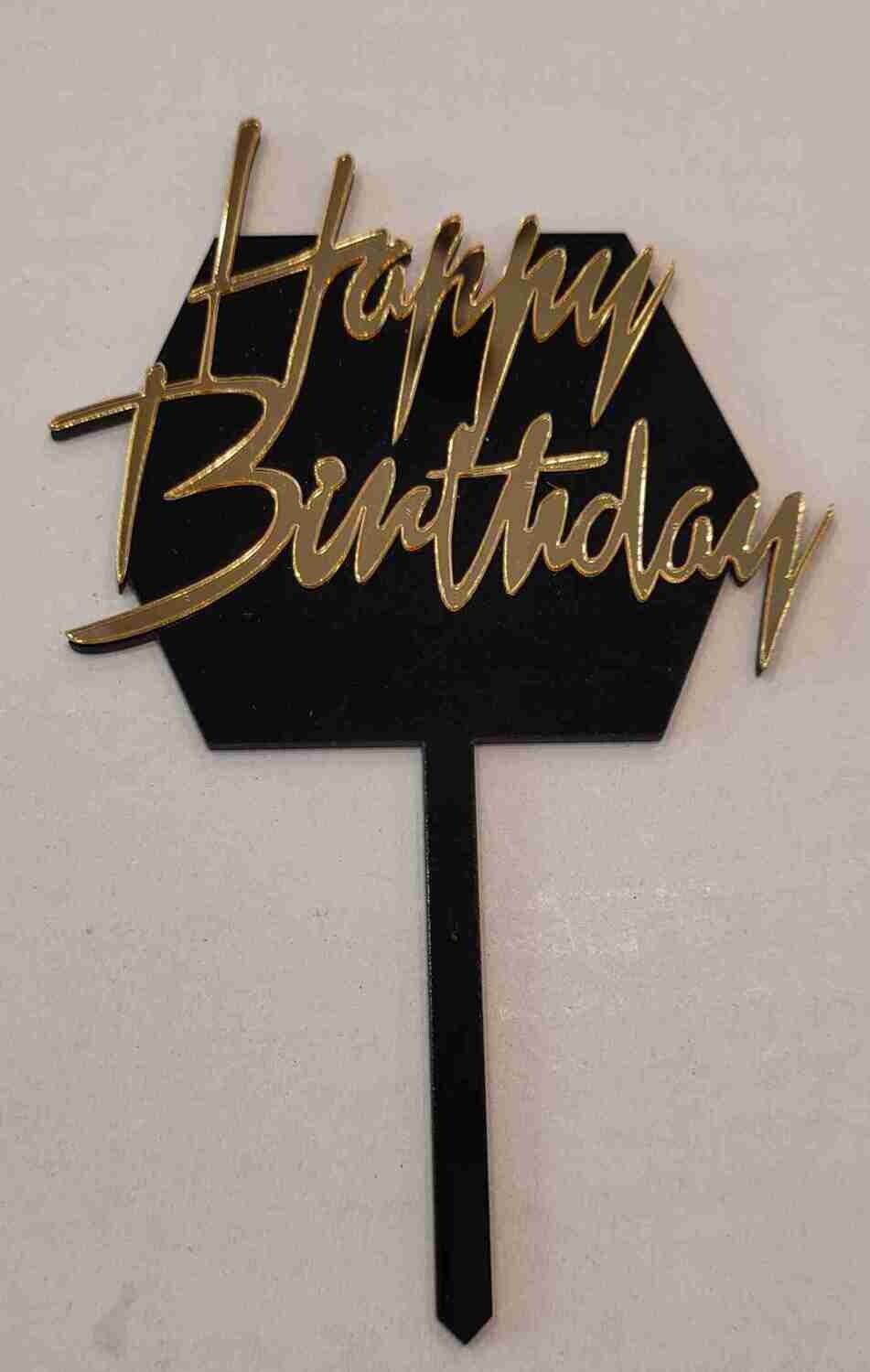 Premium Acrylic Cake Topper | Happy Birthday | Gold and Black | Cake for birthday |