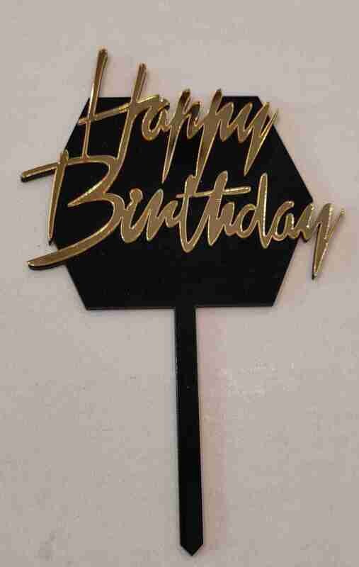 Premium Acrylic Cake Topper | Happy Birthday | Gold and Black | Cake for birthday |