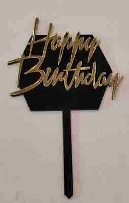 Premium Acrylic Cake Topper | Happy Birthday | Gold and Black | Cake for birthday |