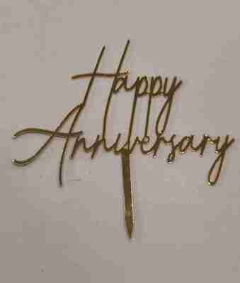 Acrylic cake Topper Gold | Happy Anniversary Cake Topper | Anniversary cakes | 2mm thickness| anniversary cakes | cake decoration