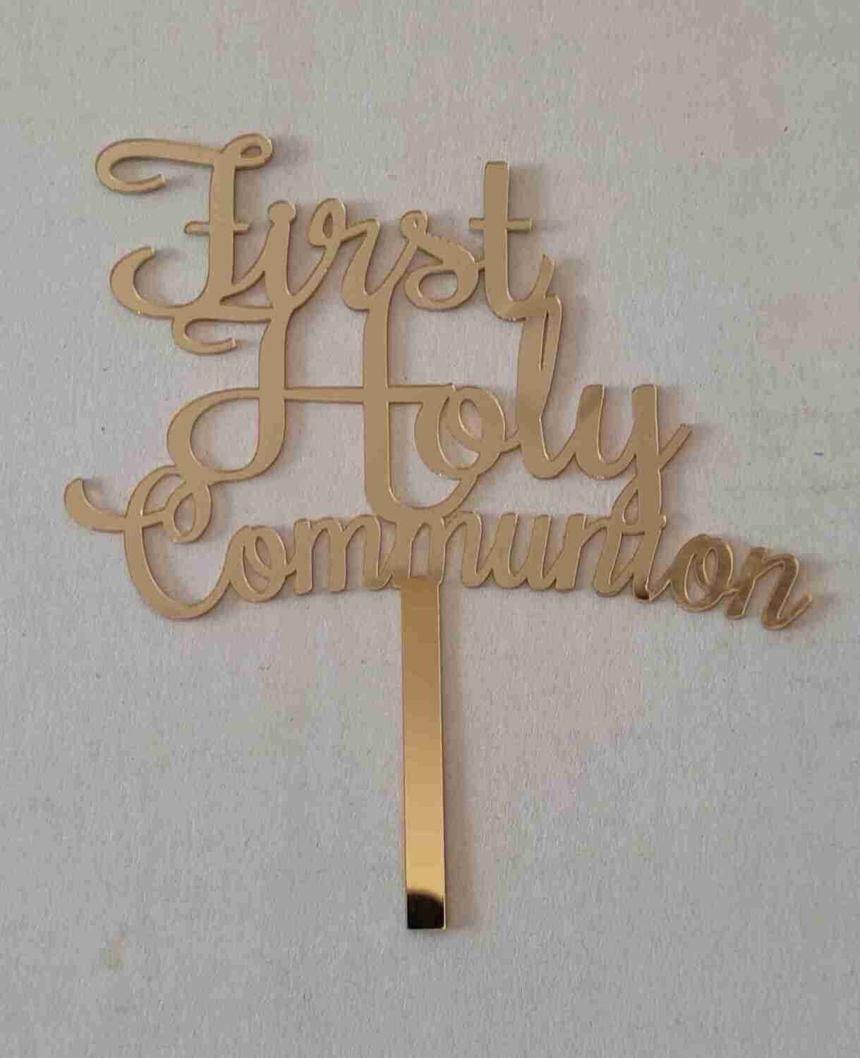 Acrylic Cake Topper Gold | First Holy Communion Topper | 2mm thickness| Cake for Occasion | Party cakes | holy communion cakes