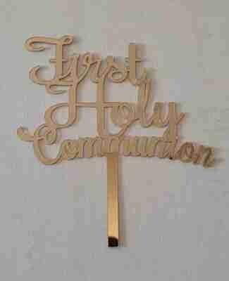 Acrylic Cake Topper Gold | First Holy Communion Topper | 2mm thickness| Cake for Occasion | Party cakes | holy communion cakes