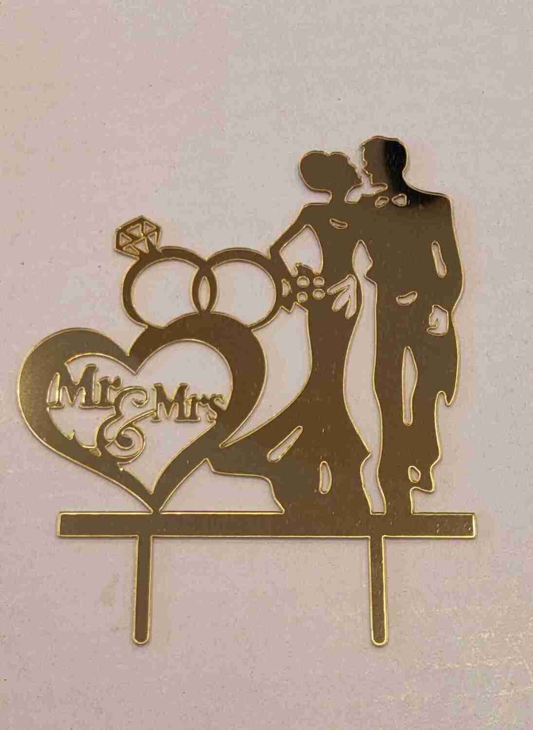 Acrylic Cake Topper Gold | Mr & Mrs Topper | Wedding Cakes | Marriage cakes | 2mm thickness