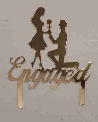 Acrylic Cake Topper Gold | Engaged Topper | wedding topper| just engaged | Wedding cakes | Engagement cakes | 2mm thickness