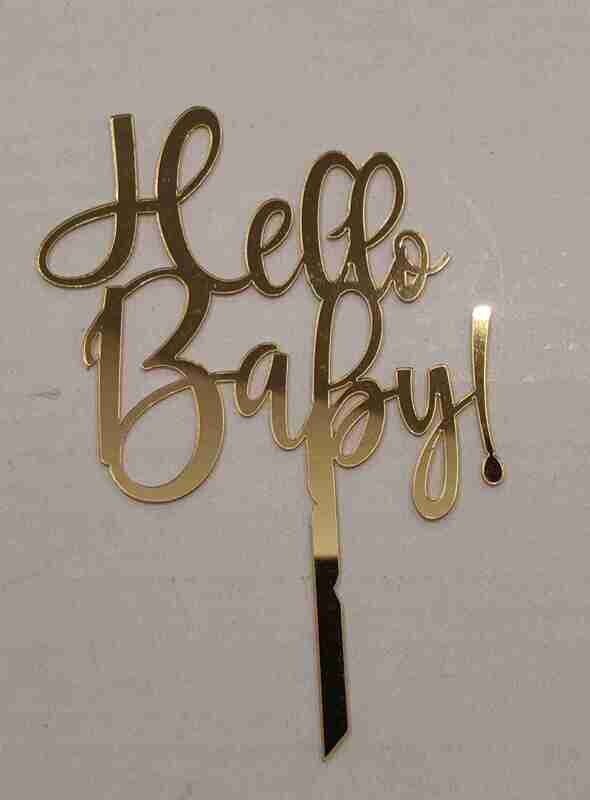 Acrylic Cake Topper Gold | Hello Baby | Baby Shower Topper | First Birthday Topper | Birthday cakes | 2mm thickness