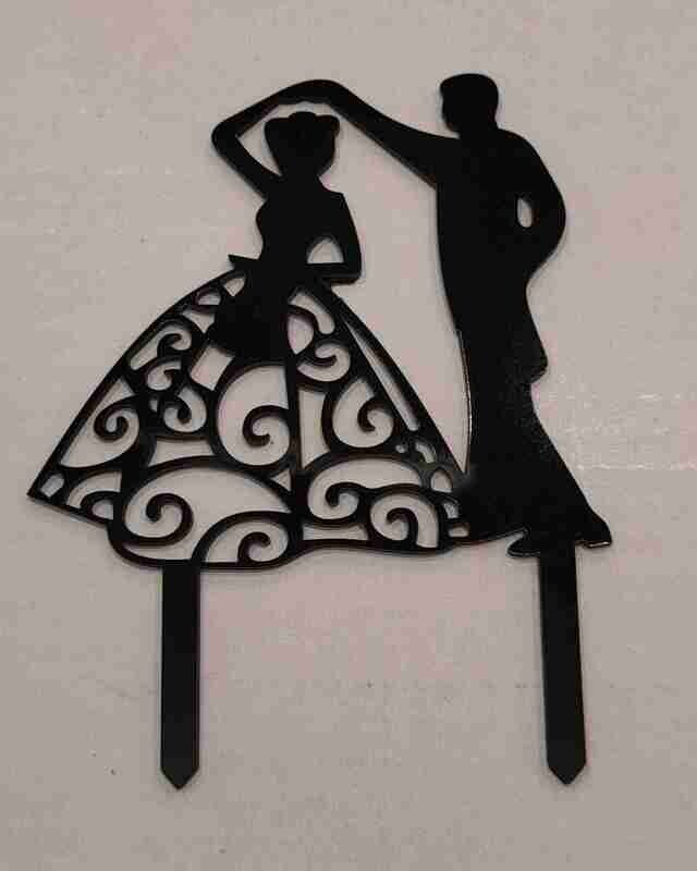 Acrylic Cake Topper Black | Wedding cake Topper |Couples Topper | Bride  & Groom Topper | Marriage Topper | 3mm thickness