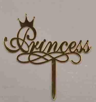 Acrylic Cake Topper Gold |Princess Topper | Birthday Topper | Baby Topper | Baby Shower | Birthday cakes | 2mm thickness