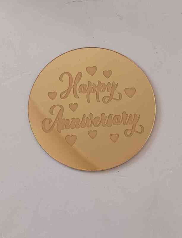 Coin Topper Golden Colour | Happy Anniversary Round  6cm