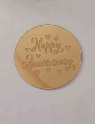 Coin Topper Golden Colour | Happy Anniversary Round 6cm